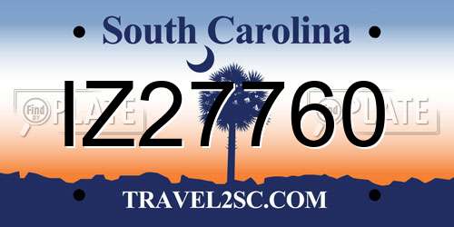 IZ27760 South Carolina License Plate