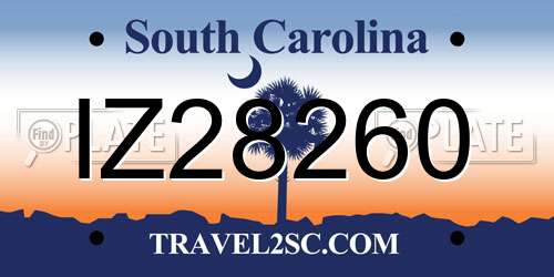 IZ28260 South Carolina License Plate