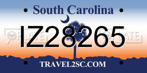 IZ28265 South Carolina License Plate