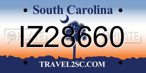 IZ28660 South Carolina License Plate