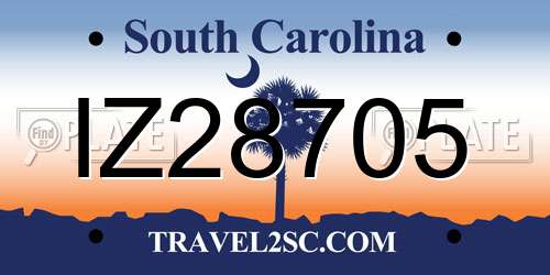 IZ28705 South Carolina License Plate