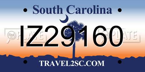 IZ29160 South Carolina License Plate