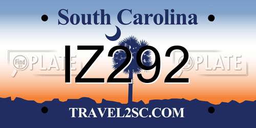 IZ292 South Carolina License Plate