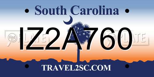 IZ2A760 South Carolina License Plate