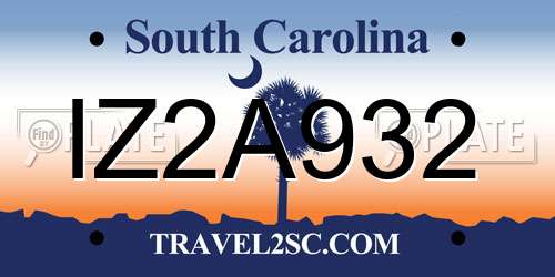 IZ2A932 South Carolina License Plate