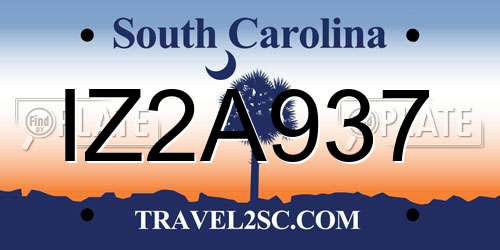 IZ2A937 South Carolina License Plate