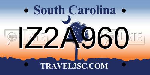 IZ2A960 South Carolina License Plate