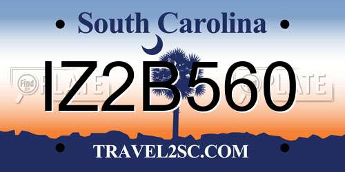 IZ2B560 South Carolina License Plate