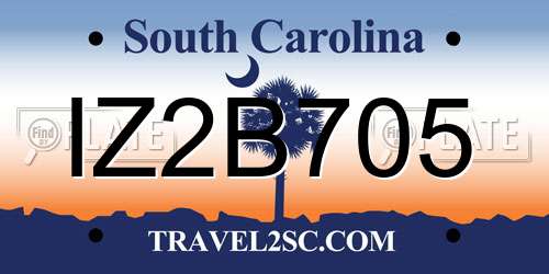 IZ2B705 South Carolina License Plate