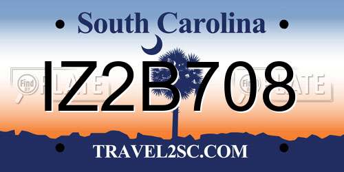 IZ2B708 South Carolina License Plate