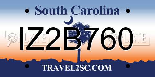 IZ2B760 South Carolina License Plate
