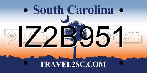 IZ2B951 South Carolina License Plate