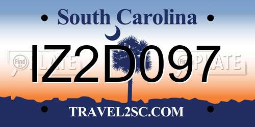 IZ2D097 South Carolina License Plate