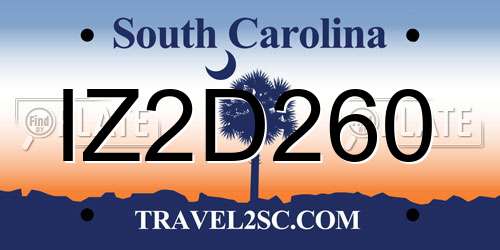 IZ2D260 South Carolina License Plate