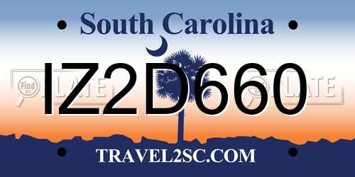 IZ2D660 South Carolina License Plate