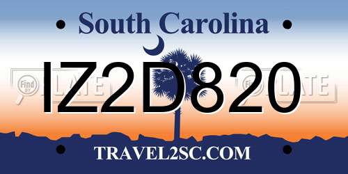 IZ2D820 South Carolina License Plate