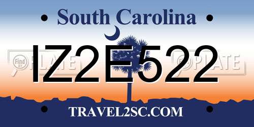 IZ2E522 South Carolina License Plate
