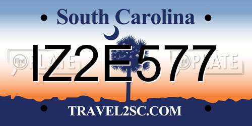 IZ2E577 South Carolina License Plate