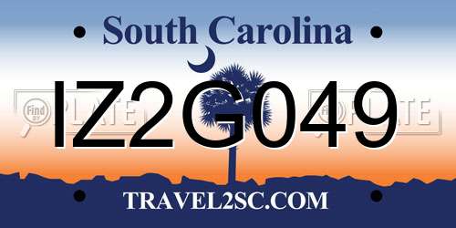 IZ2G049 South Carolina License Plate