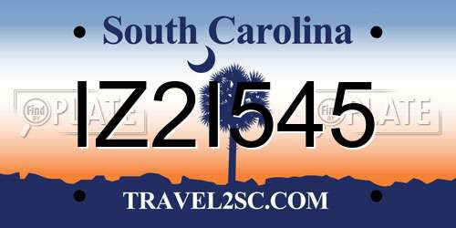 IZ2I545 South Carolina License Plate