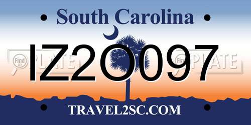 IZ2O097 South Carolina License Plate