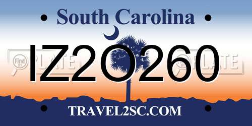 IZ2O260 South Carolina License Plate
