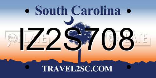 IZ2S708 South Carolina License Plate