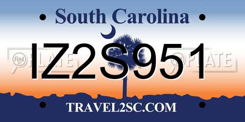 IZ2S951 South Carolina License Plate