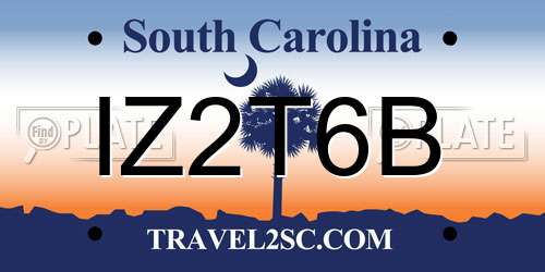 IZ2T6B South Carolina License Plate