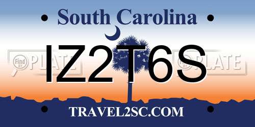 IZ2T6S South Carolina License Plate
