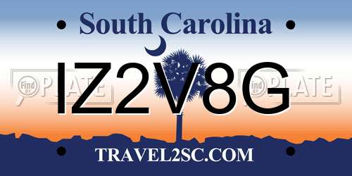 IZ2V8G South Carolina License Plate