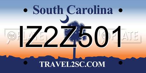IZ2Z501 South Carolina License Plate
