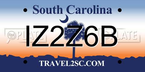 IZ2Z6B South Carolina License Plate