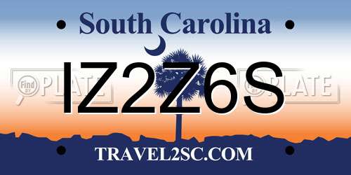IZ2Z6S South Carolina License Plate