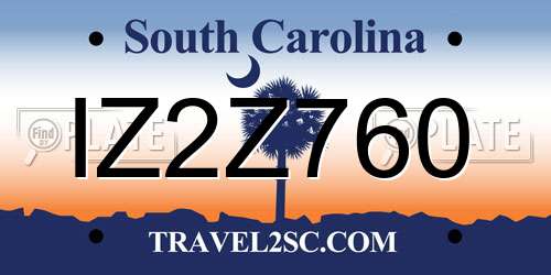 IZ2Z760 South Carolina License Plate
