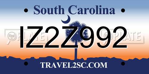 IZ2Z992 South Carolina License Plate