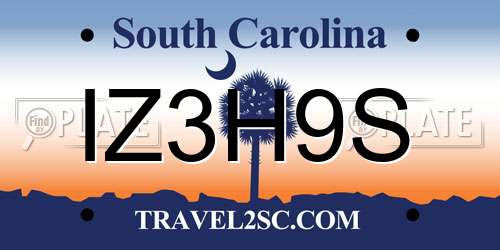 IZ3H9S South Carolina License Plate