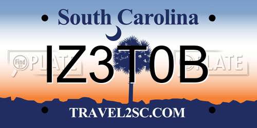IZ3T0B South Carolina License Plate