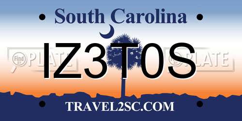 IZ3T0S South Carolina License Plate