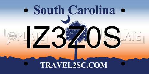 IZ3Z0S South Carolina License Plate