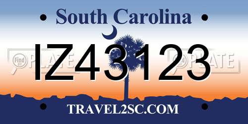 IZ43123 South Carolina License Plate