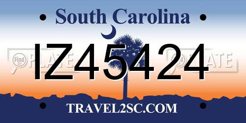 IZ45424 South Carolina License Plate