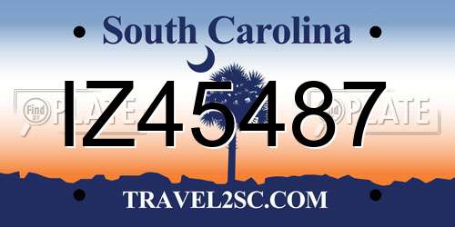 IZ45487 South Carolina License Plate