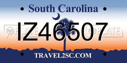IZ46507 South Carolina License Plate