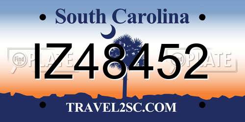IZ48452 South Carolina License Plate