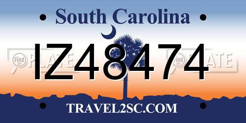 IZ48474 South Carolina License Plate
