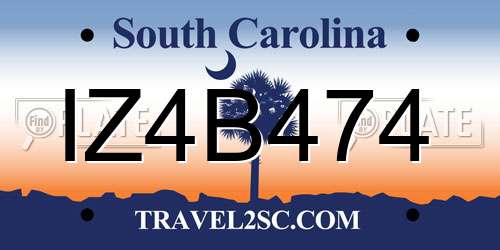 IZ4B474 South Carolina License Plate