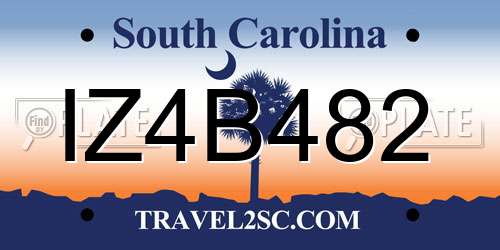 IZ4B482 South Carolina License Plate