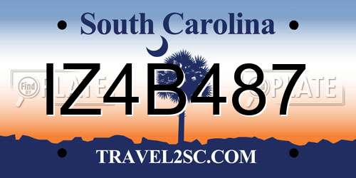IZ4B487 South Carolina License Plate
