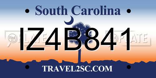 IZ4B841 South Carolina License Plate